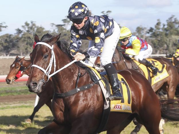 Outback Crumpet draws away to win at Gunnedah in July. Picture: Bradley Photos