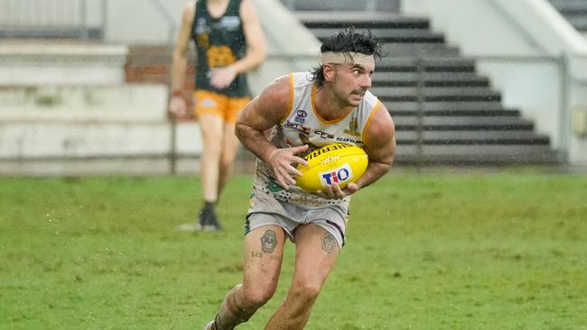 Connor McDonald has been a standout for PINT from the ruck in the 2023-24 NTFL season. Picture: Tymunna Clements / AFLNT Media