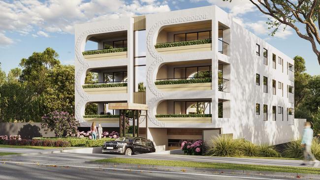 Artist impression of a three-storey apartment building proposed for Welland St, Port Noarlunga.