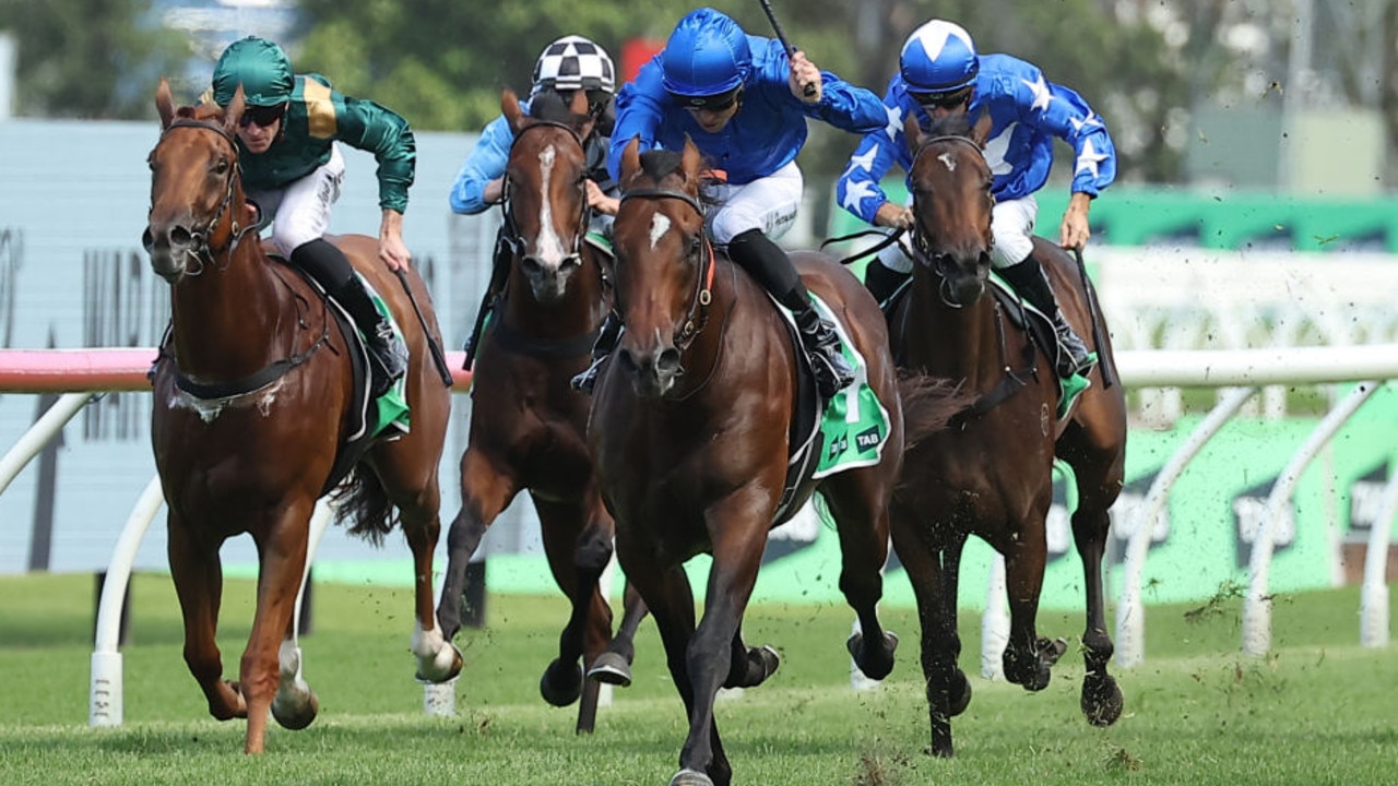 Beiwacht upsets his more fancied rivals in the Silver Slipper Stakes at Rosehill on Saturday. Photo: Jeremy Ng/Getty Images.