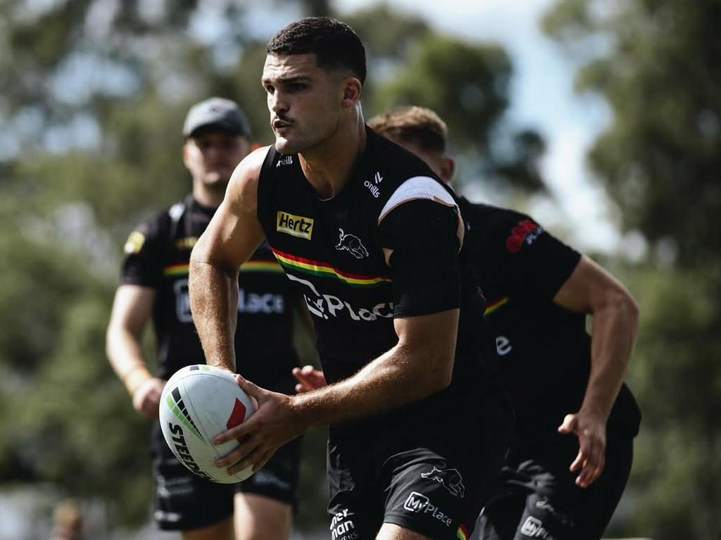 Penrith halfback Nathan Cleary with his heavily strapped shoulder. Picture: Instagram