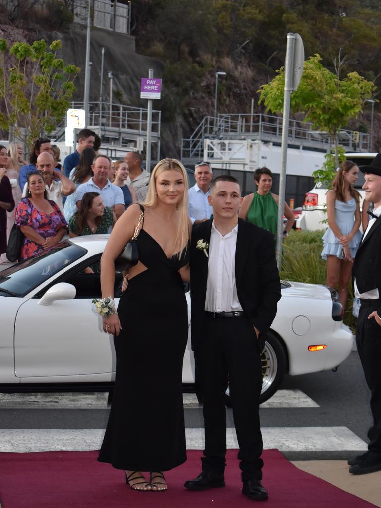 Alexandra Romanella and Jett Patterson at the Proserpine State High School formal at Shute Harbour Marine Terminal on November 15, 2023. Photo: Zoe Devenport