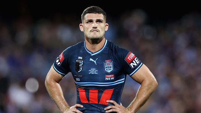 Nathan Cleary of the Blues looks on during game one of the 2023 State of Origin series. Picture: Getty