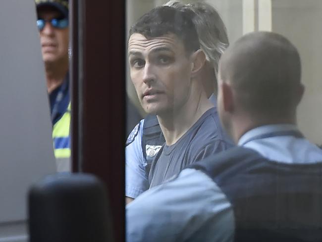 Sean Price, who pleaded guilty to killing Melbourne teen Masa Vukotic in a random attack, leaves his pre-sentence hearing in the Victorian Supreme Court in Melbourne on Monday. Picture: AAP Image/Mal Fairclough