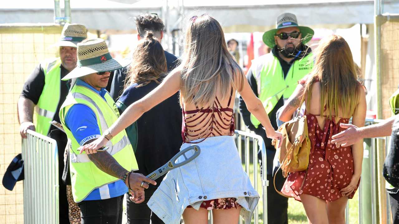 Security and bag check at the entrance of Splendour in the Grass 2017. Picture: Marc Stapelberg