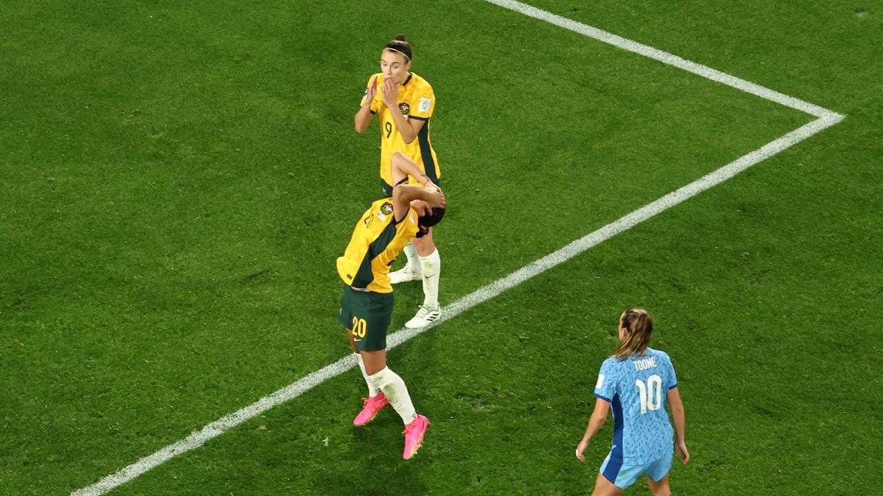 Sam Kerr knew she’s missed a moment. Photo by DAVID GRAY / AFP.