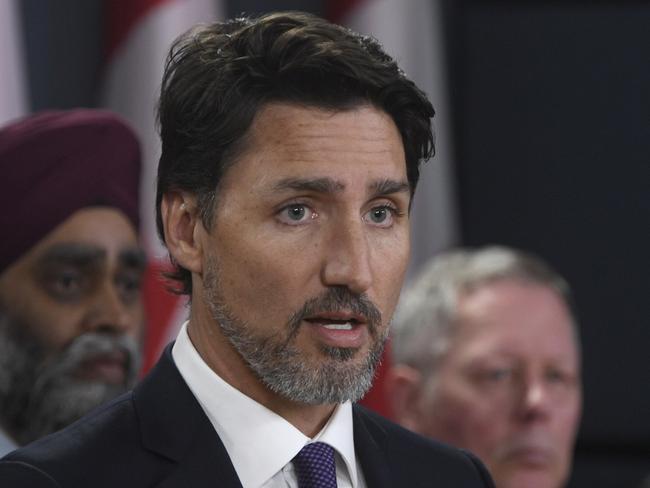 Canadian Prime Minister Justin Trudeau said intelligence suggested an Iranian missile downed the Ukrainian jet. Picture: AP