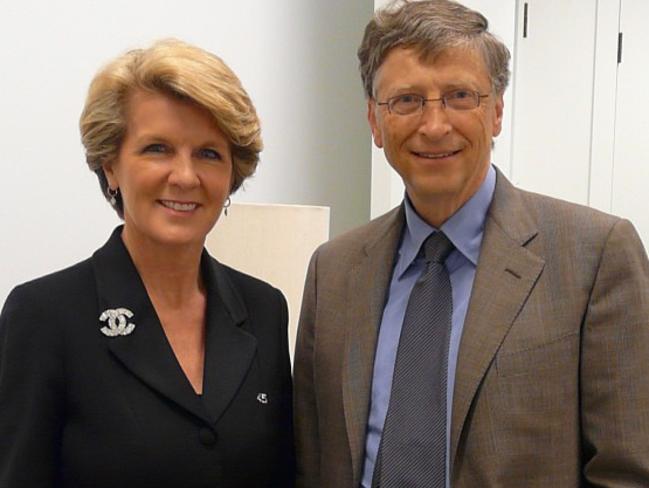 Bill Gates with Australian Foreign Minister Julie Bishop. Picture: Instagram