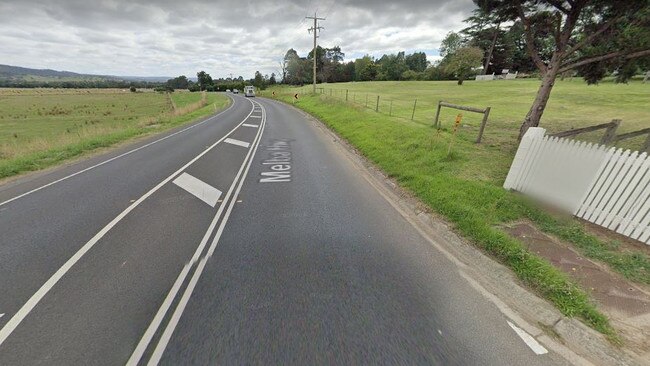 The troubled Melba Highway bend outside Yering Station winery in Yering.