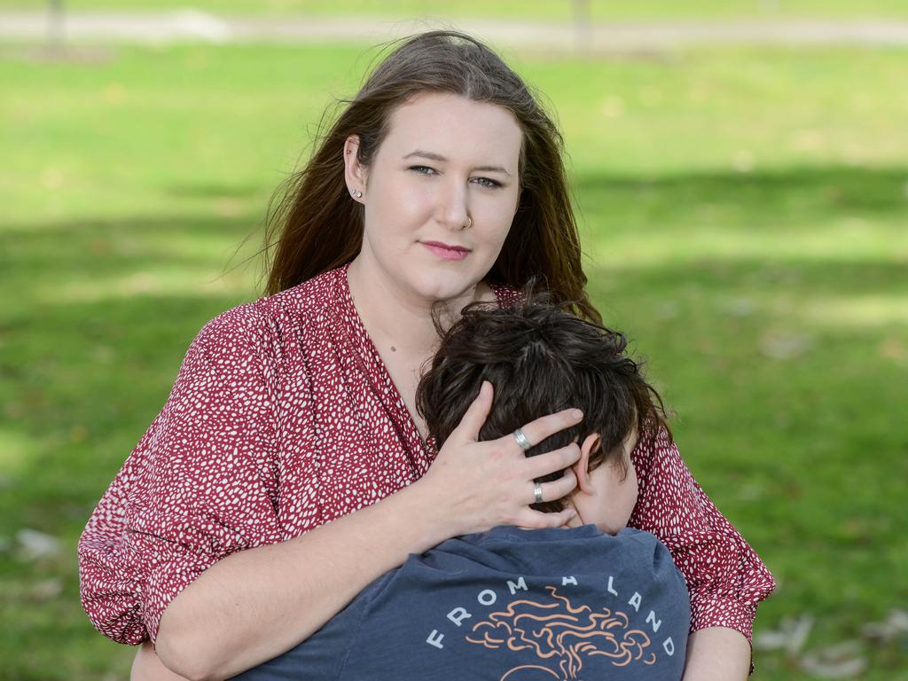 Mahalah O'Malley with her son. Picture: Brenton Edwards