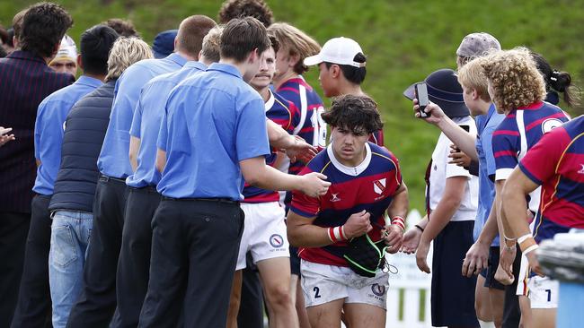 Action from the GPS First XV rugby match between Brisbane Grammar School and Brisbane State High School. Photo:Tertius Pickard