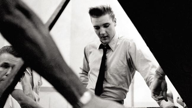 Elvis Presley during a recording session at RCA Studios in Nashville.