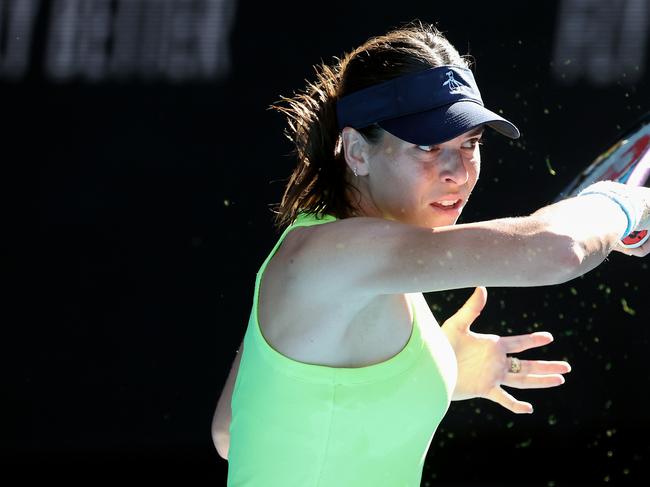 January 12: Ajla Tomljanovic (AUS) practicing on Margaret Court Arena before the 2024 Australian Open on Friday, January 12, 2024. Photo by TENNIS AUSTRALIA/ GEORGE SAL