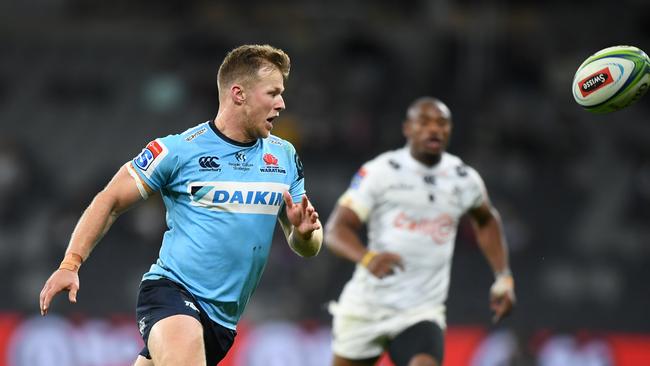 Cameron Clark of the Waratahs during the Round 11 Super Rugby match between the New South Wales Waratahs and the Sharks at Bankwest Stadium in Sydney, Saturday, April 27, 2019. (AAP Image/Joel Carrett) NO ARCHIVING, EDITORIAL USE ONLY