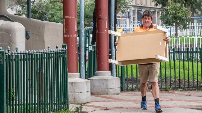 Residents have been relocated from public housing buildings on the corner of Lennox and Elizabeth streets in Richmond due to cladding issues. Picture: Jake Nowakowski