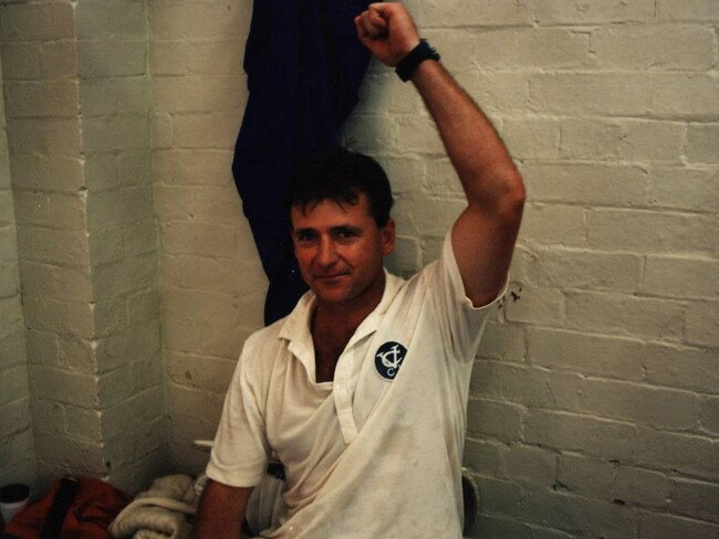 Peter Buchanan after leading Frankston Peninsula's 2nd XI to premiership glory in 1996-97.