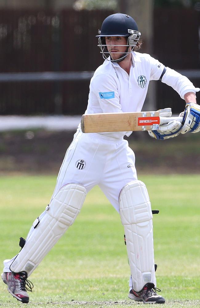 Craigieburn captain Sammy Laffan guides a ball through the off side. Picture: Hamish Blair.