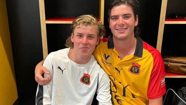 St Kilda first-gamers Harry Dixon and Jackson Noske.