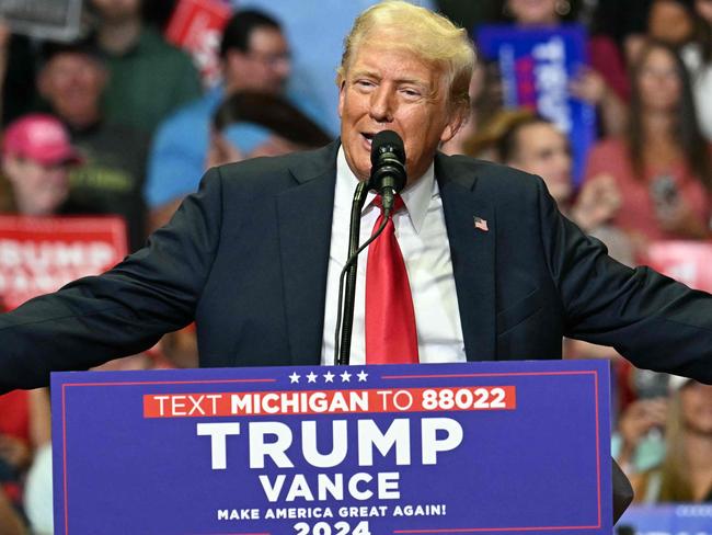 Former US President and 2024 presidential nominee Donald Trump speaks during a campaign rally with US Senator and vice presidential nominee J.D. Vance at Van Andel Arena in Grand Rapids, Michigan, on July 20, 2024. (Photo by Jim WATSON / AFP)