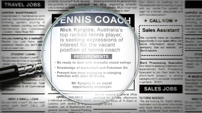 Fox Sports presents a potential job listing for Nick Kyrgios’ new coach.
