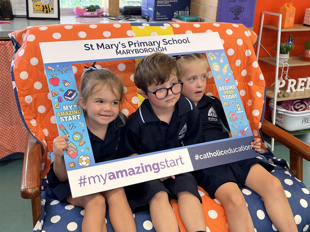 The Prep students enjoying their first day St Mary's Catholic Primary School.