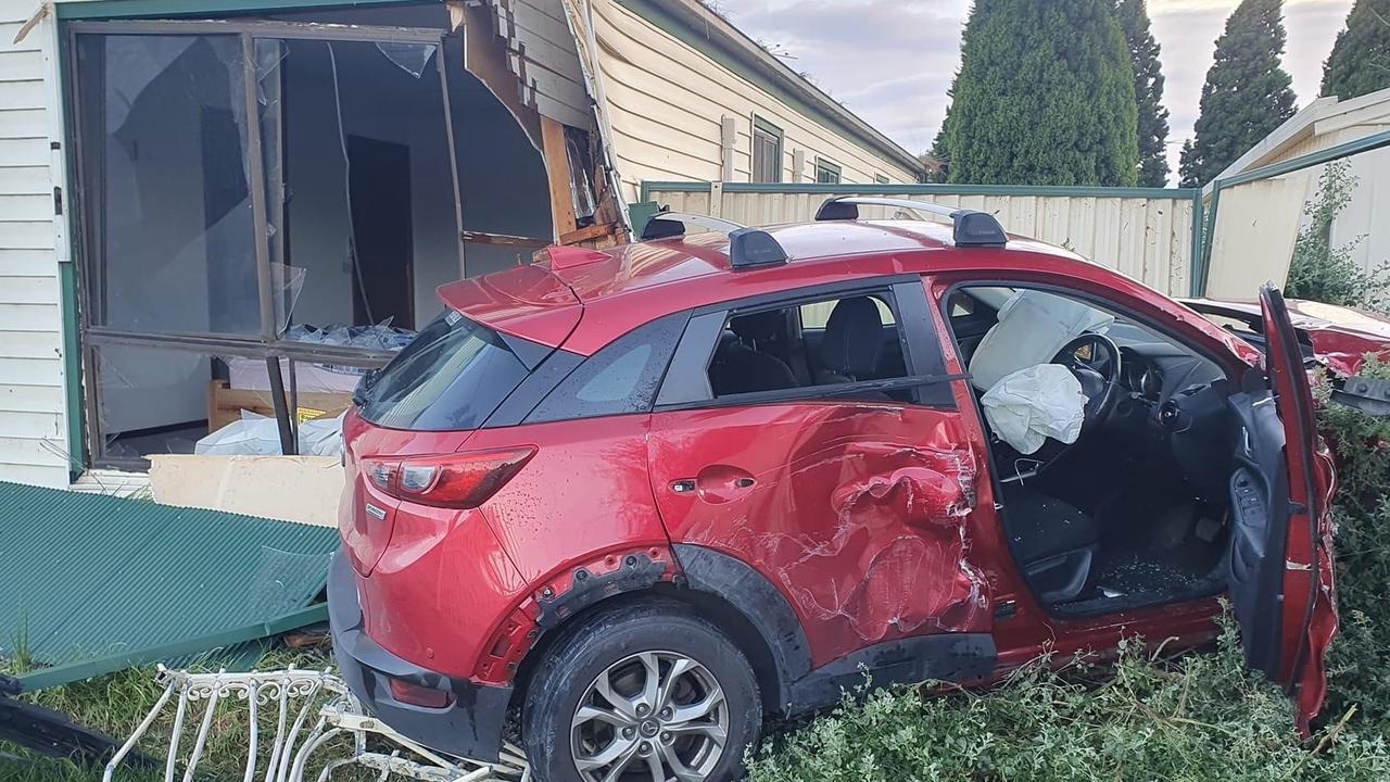 A car ploughed into a house in Corio on Wednesday morning.