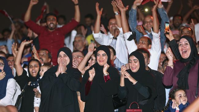 Qatari fans cheer after their national team defeated UAE to qualify to the final of the 2019 AFC Asian Cup. Picture: AFP