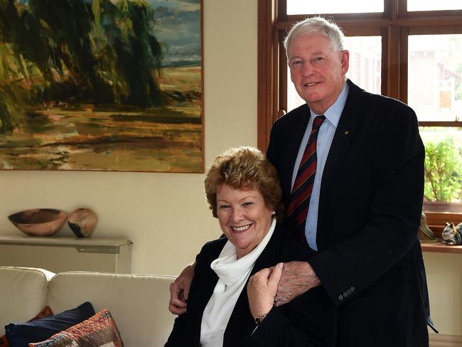 At home with her husband Chris after her last election win. Picture: Virginia Young