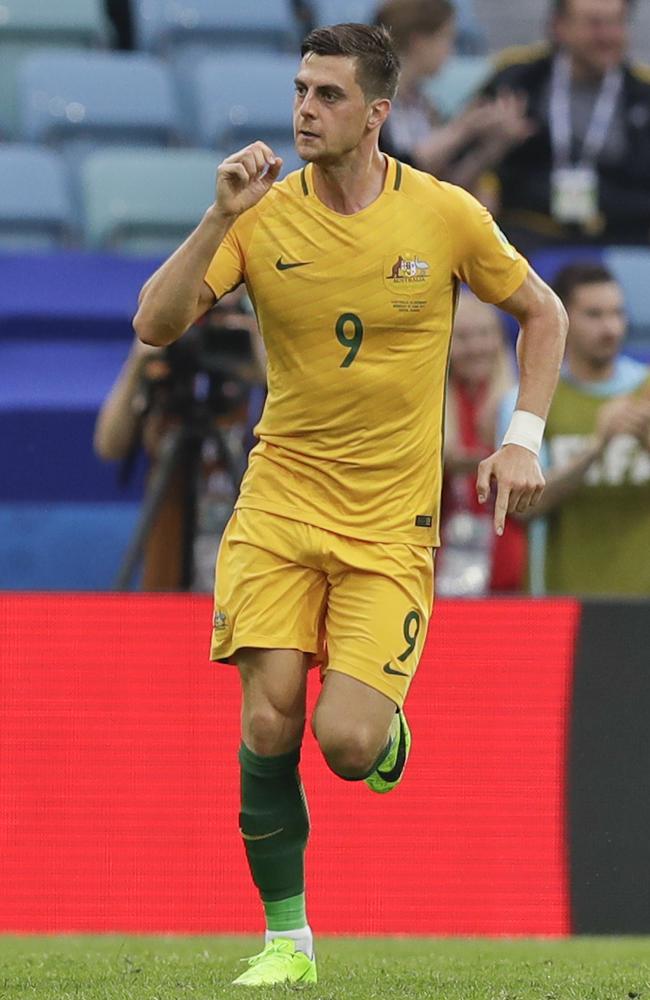 Australia's Tomi Juric celebrates.