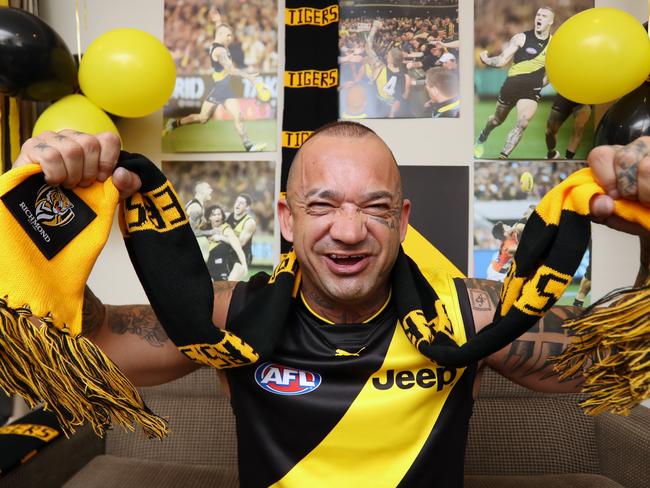 Richmond AFL star Dustin Martin's father Shane Martin getting ready to see Tigers play. Picture: Alex Coppel.