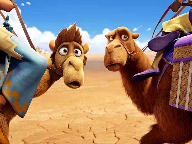 Felix (voiced by Tracy Morgan) and Cyrus (Tyler Perry) play two of the three camels. Picture: Sony Pictures Animations