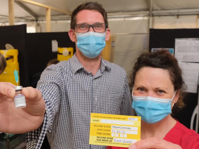 Bellarine Respiratory Clinic in Ocean Grove giving Covid vaccinations. with Dr John Corns and nurse immuniser Colleen Delaney with vaccinations Picture: Mark Wilson