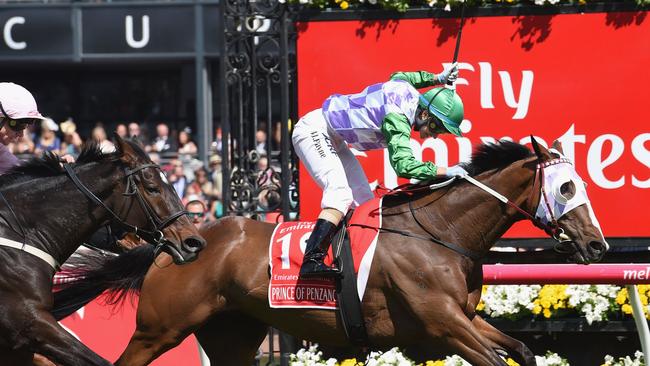 Michelle Payne salutes after her historic win. Picture: Getty