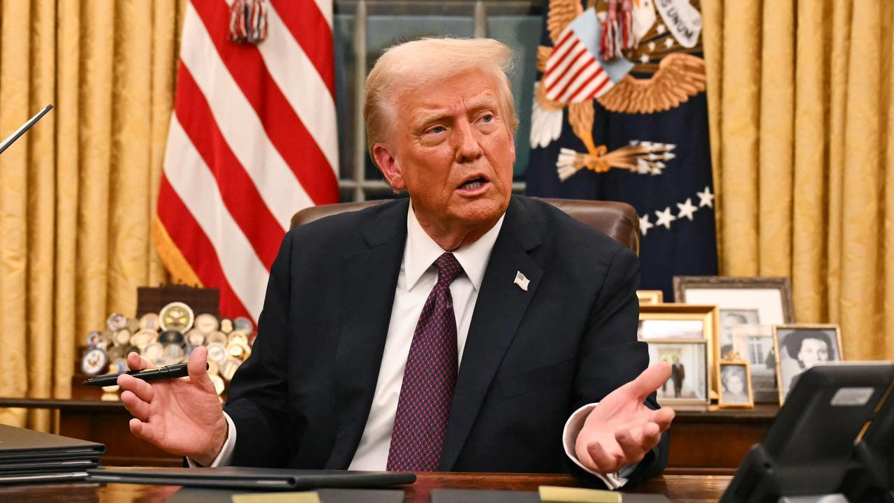 US President Donald Trump slapped tariffs on all foreign steel and aluminium shortly after assuring Mr Albanese an exemption for Australia was ‘under consideration’. Picture: NewsWire / Jim Watson / POOL / AFP