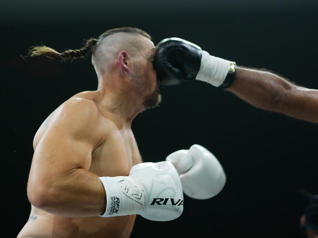 Justin Hodges defeats Matt Cooper by unanimous decision (30-28, 30-27 x 2) at the Battle of the Reef fight night at the Townsville Entertainment and Convention centre, October 7 2023. Picture: Blair Jackson.