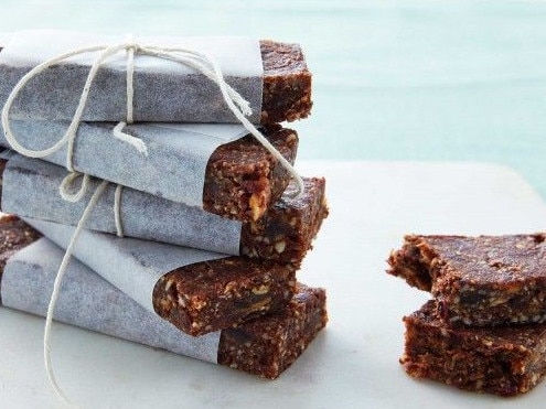 Raw chocolate, coconut and seed energy bars.