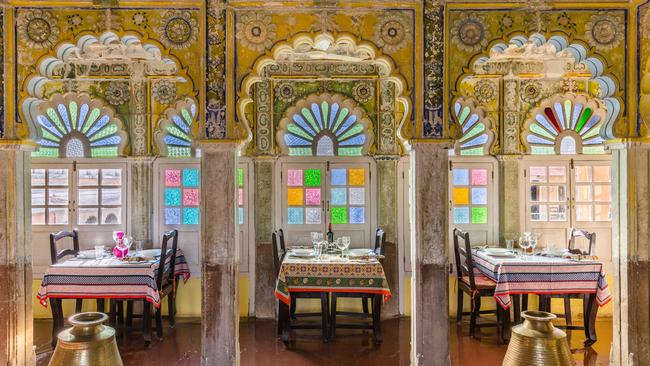 I feast like a royal in the mirrored and balconied dining room. Picture: Nikhil Kapur.