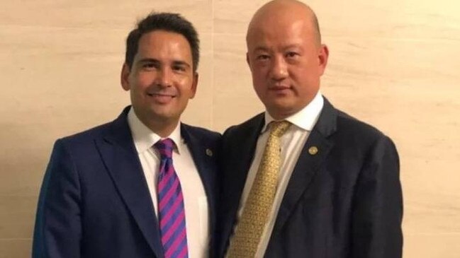 Former National Party leader Simon Bridges and Yikun Zhang. Picture: Twitter.