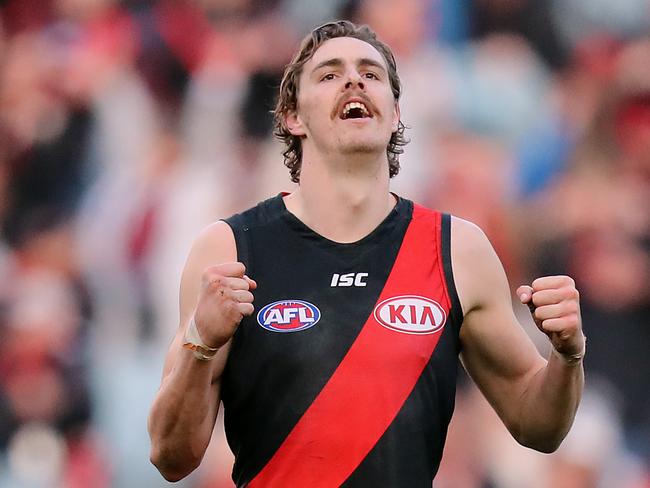 Joe Daniher after Essendon's win. Picture: Alex Coppel.