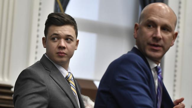 The murder trial for Kyle Rittenhouse, left, has drawn major public interest. (Photo by Sean Krajacic – Pool/Getty Images)