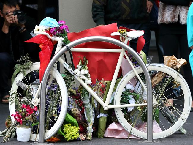 Bike ride for Alberto down Sydney Rd past the site of the accident. Picture: Tim Carrafa