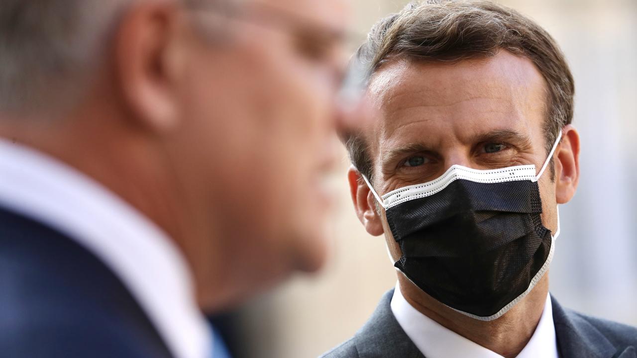 Australian Prime Minister Scott Morrison with French President Emmanuel Macron. Picture: Adam Taylor/PMO