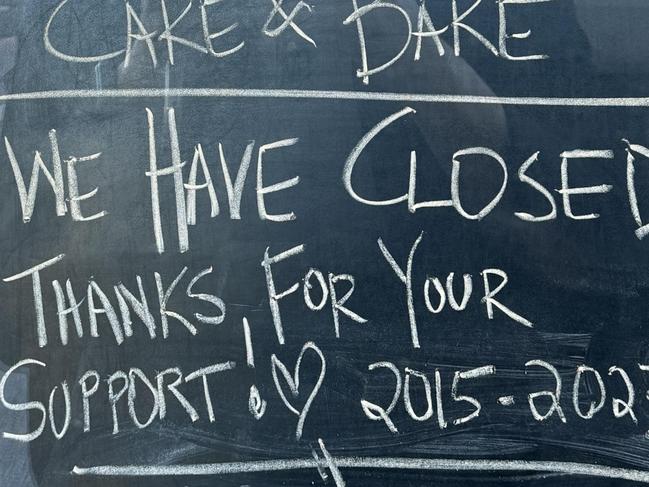 Cake and Bake closed shopfront in Newstead. Photo: Tayla Couacaud