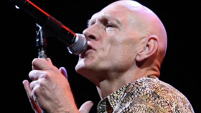 Peter Garrett performs during the Sound Relief concert at the MCG in 2009. Picture: Getty