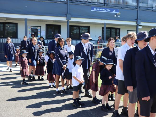 Ballarat Christian College preps started their first morning with Year 12 buddies. Picture: Ballarat Christian College