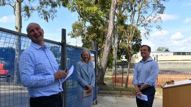 The Queensland Government has confirmed it will purchase the Gladstone Mater Hospital. Pictured from left: Local MP Glenn Butcher, Queensland Chief Health Officer Jeannette Young and Health Minister Steven Miles