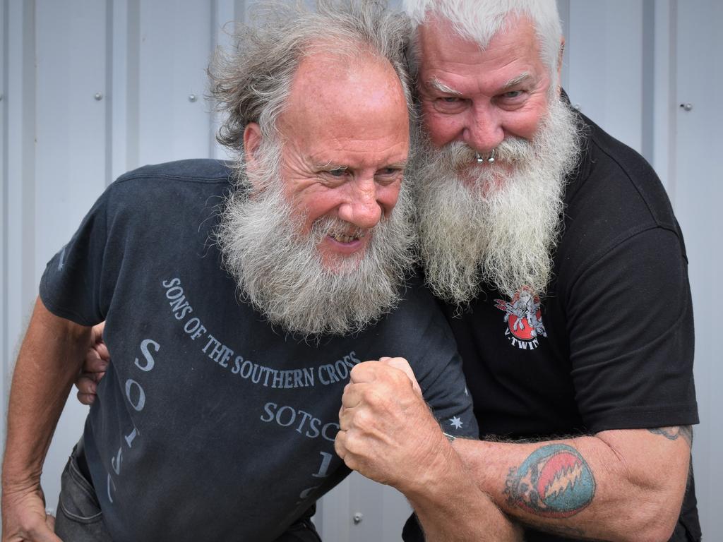 Sons of the Southern Cross Mackay members Josh "Professor" Van Loenen and Ted "Bubbles" Walters. Picture: Heidi Petith