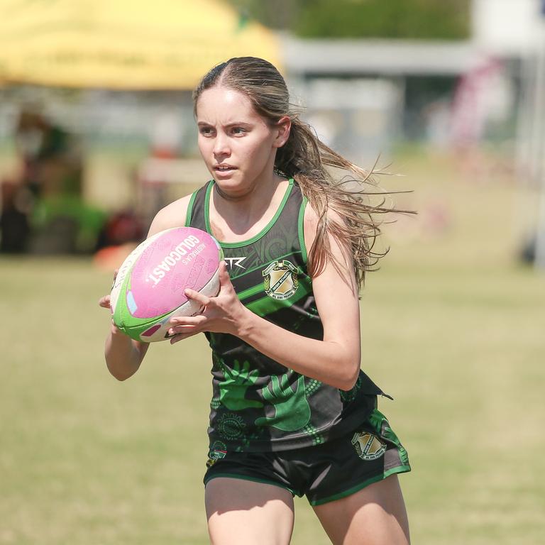 Cavendish Road State High V Innisfail State High at the 2024 Gold Coast Titans All Schools Touch Football Picture: Glenn Campbell
