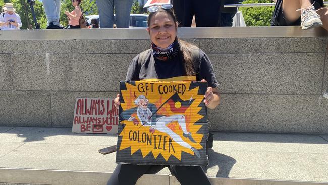 Kuarna Yarta: Tiarnie Edwards at the Survival Day march in Tarntanyangga/Victoria Square.