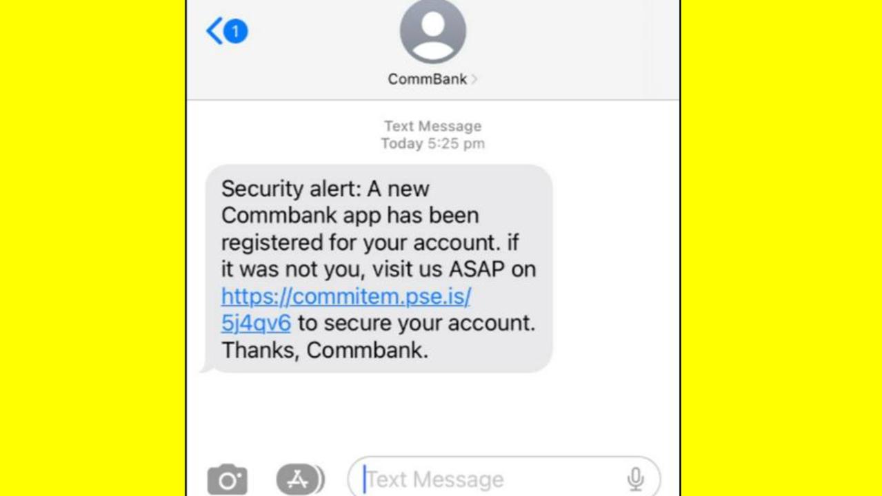 Customers have been urged to beware of a text message scam pretending to be from CommBank requesting they click on a suspicious link. Picture: Supplied / Facebook